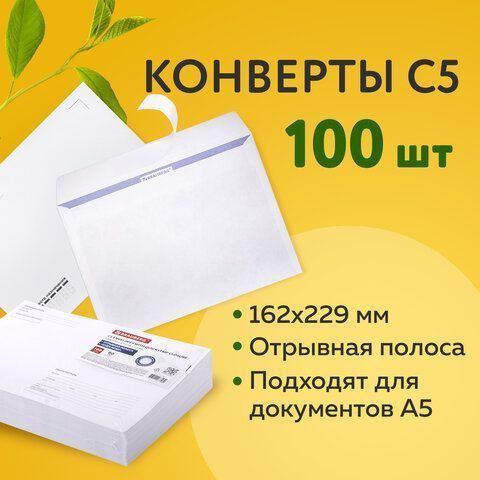 Конверты С5 162х229мм 80г/м2 отрывная лента Куда-Кому внут.запечатка BRAUBERG 100/1000 (Клиент) Конверты С5 162х229мм 80г/м2 отрывная лента Куда-Кому внут.запечатка BRAUBERG 100/1000 (Клиент)